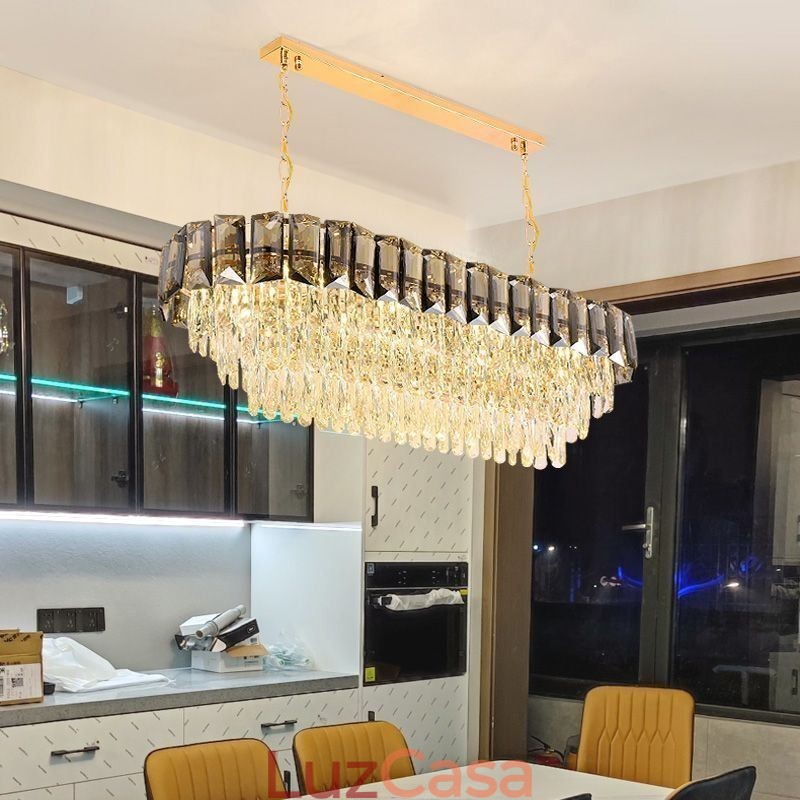 Luminária pendente de cristal K9, luminária pendente oval de luxo