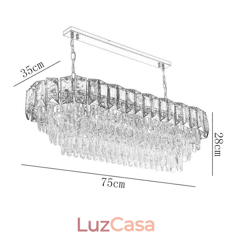 Luminária pendente de cristal K9, luminária pendente oval de luxo