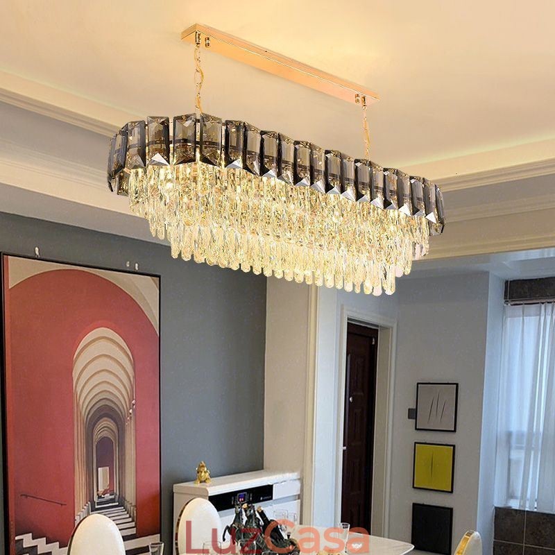 Luminária pendente de cristal K9, luminária pendente oval de luxo