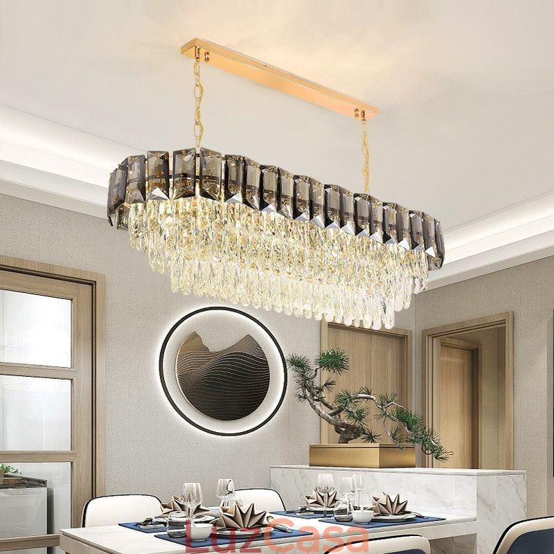 Luminária pendente de cristal K9, luminária pendente oval de luxo