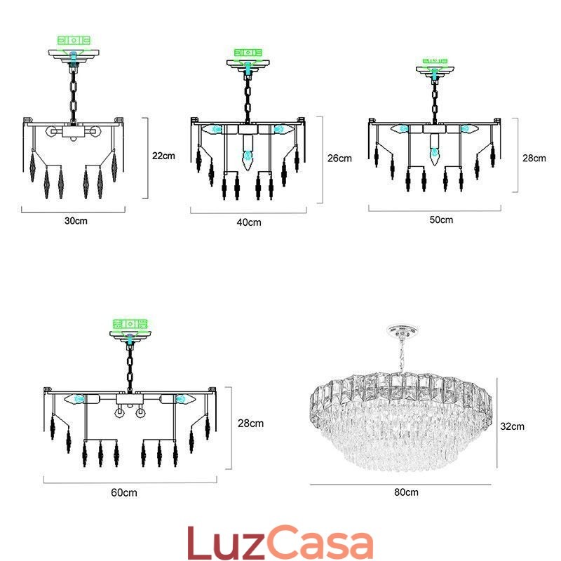 Luminárias de teto contemporâneas com pingente de cristal