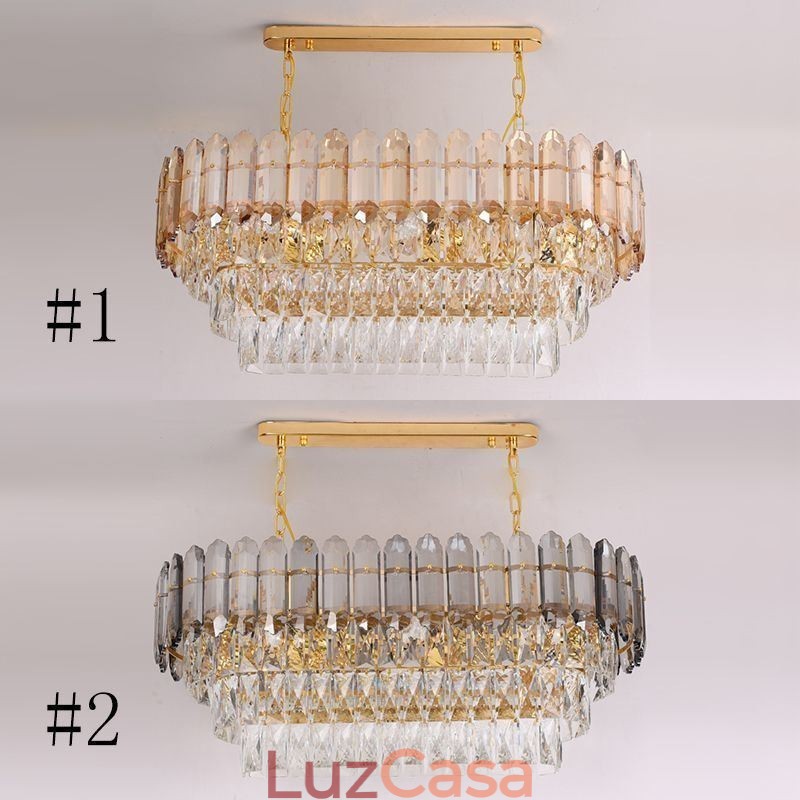 Luminária pendente de cristal moderna Luminária de teto oval de luxo