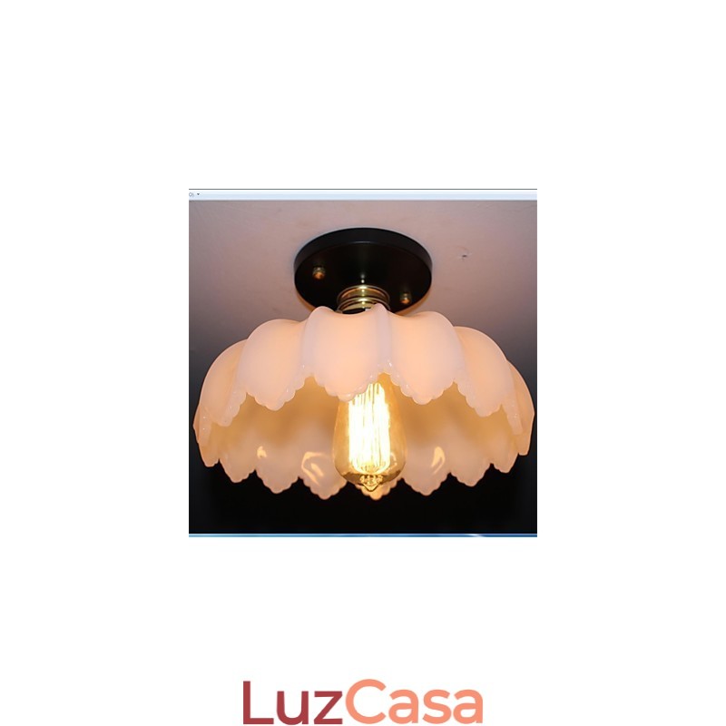Luminária de teto de lótus retrô com imitação de vidro jade e 1 cabeça