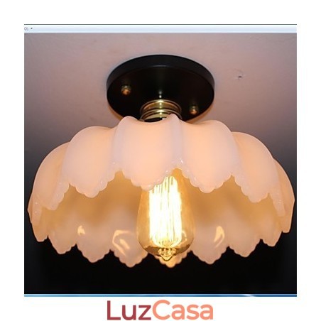 Luminária de teto de lótus retrô com imitação de vidro jade e 1 cabeça