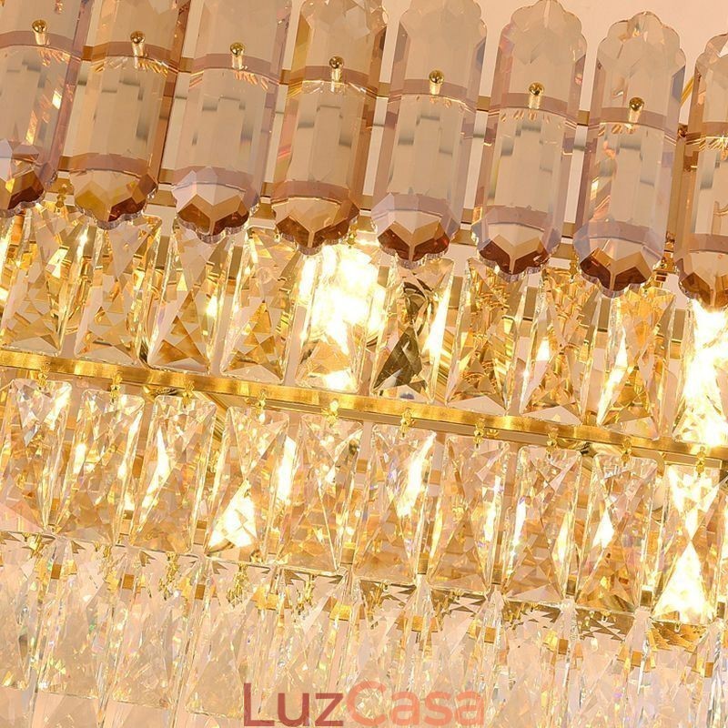 Luminária pendente de cristal moderna Luminária de teto oval de luxo