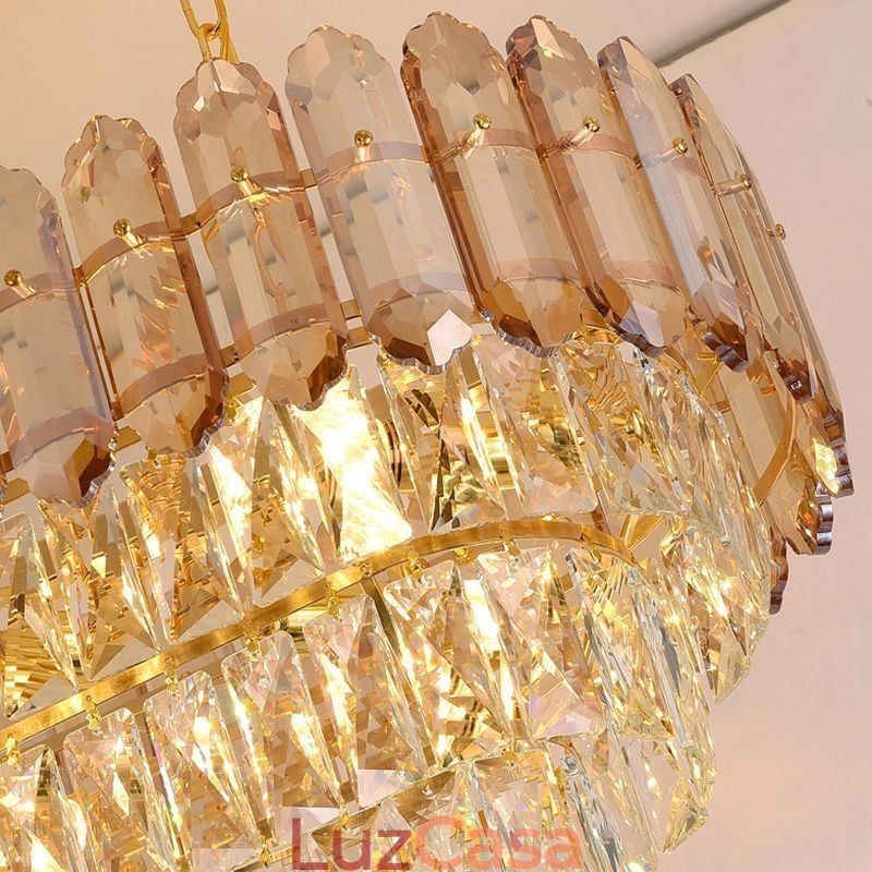 Luminária pendente de cristal moderna Luminária de teto oval de luxo