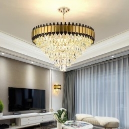 Luminária pendente de cristal de luxo redonda para teto