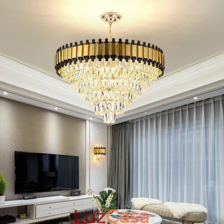 Luminária pendente de cristal de luxo redonda para teto Luminária pendente de cristal de luxo redonda para teto