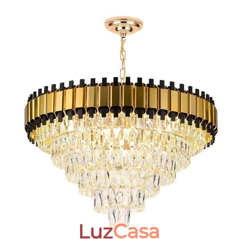 Luminária pendente de cristal de luxo redonda para teto
