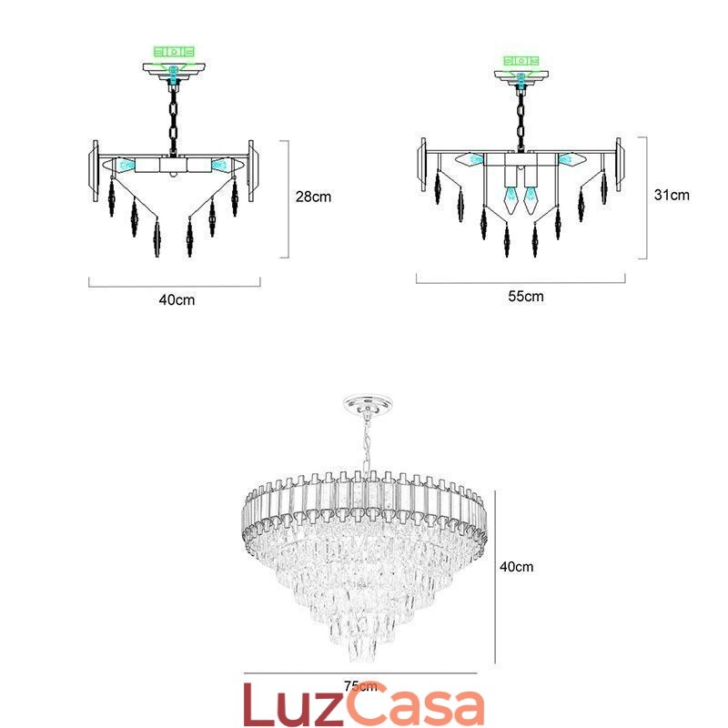 Luminária pendente de cristal de luxo redonda para teto