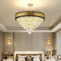Luminária pendente de cristal de luxo redonda para teto
