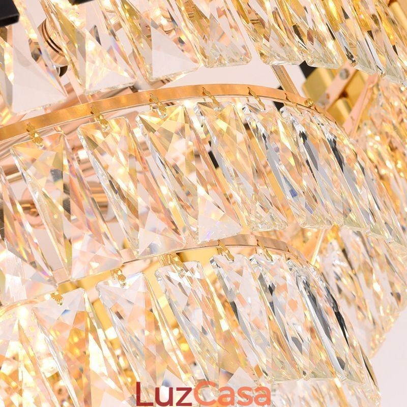 Luminária pendente de cristal de luxo redonda para teto