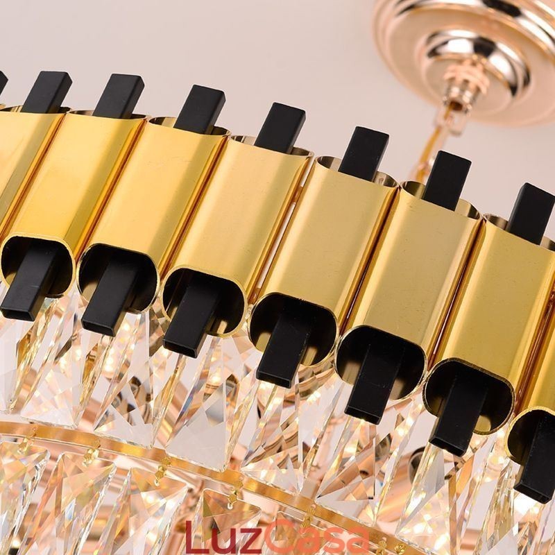 Luminária pendente de cristal de luxo redonda para teto