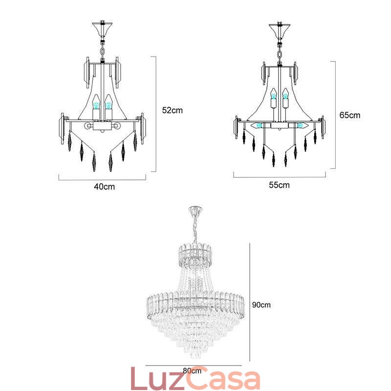 Iluminação pendente moderna de cristal dourado