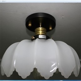 Luminária de teto de lótus retrô com imitação de vidro jade e 1 cabeça