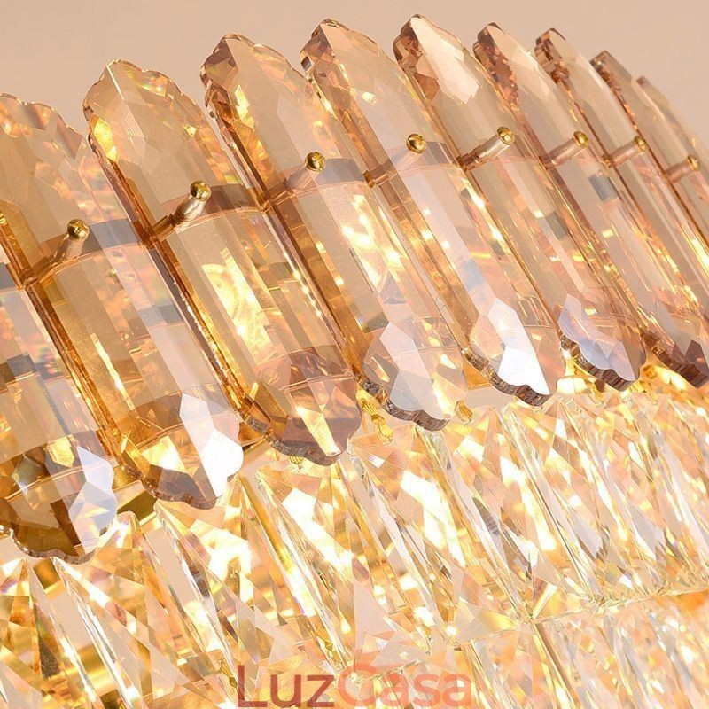 Iluminação pendente moderna de cristal dourado