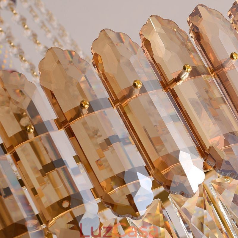 Iluminação pendente moderna de cristal dourado