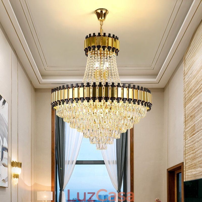 Luminária pendente de cristal moderna, luminária de teto