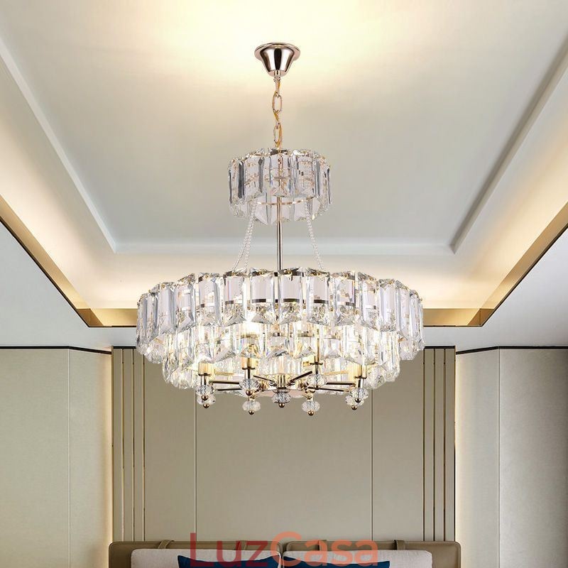 Luminária pendente de cristal branco, luzes de teto modernas, luzes suspensas