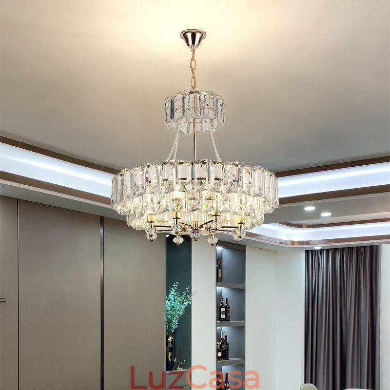 Luminária pendente de cristal branco, luzes de teto modernas, luzes suspensas