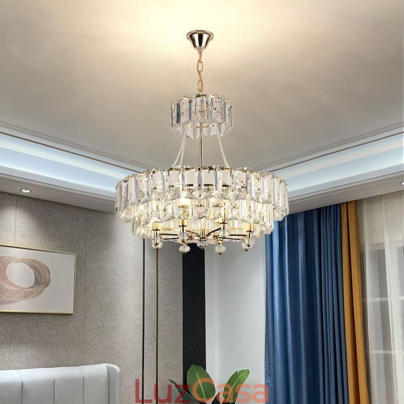 Luminária pendente de cristal branco, luzes de teto modernas, luzes suspensas