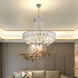 Luminária pendente de cristal branco, luzes de teto modernas, luzes suspensas