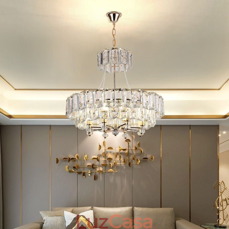 Luminária pendente de cristal branco, luzes de teto modernas, luzes suspensas