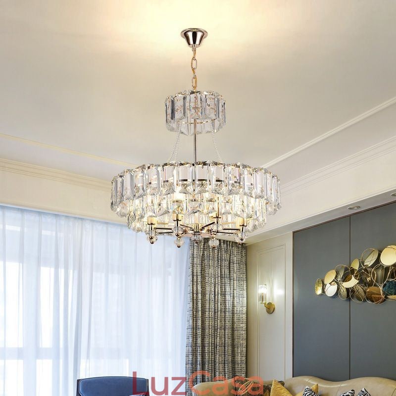 Luminária pendente de cristal branco, luzes de teto modernas, luzes suspensas