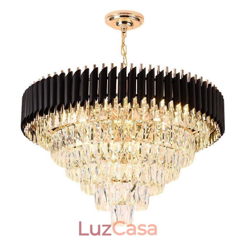 Luminária pendente de cristal de luxo, luz de teto, 6, 9, 12 luzes