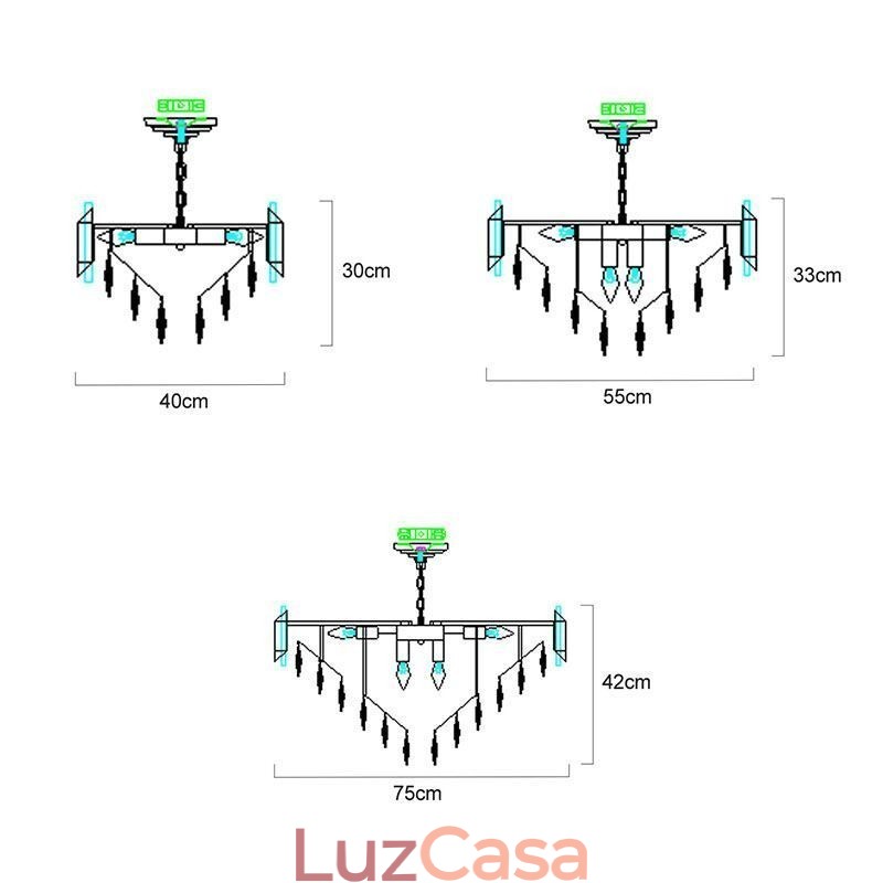 Luminária pendente de cristal de luxo, luz de teto, 6, 9, 12 luzes