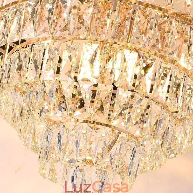 Luminária pendente de cristal de luxo, luz de teto, 6, 9, 12 luzes
