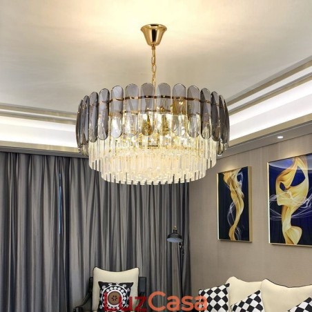 Luminária pendente de cristal K9 moderna, luminária de teto Luminária pendente de cristal K9 moderna, luminária de teto
