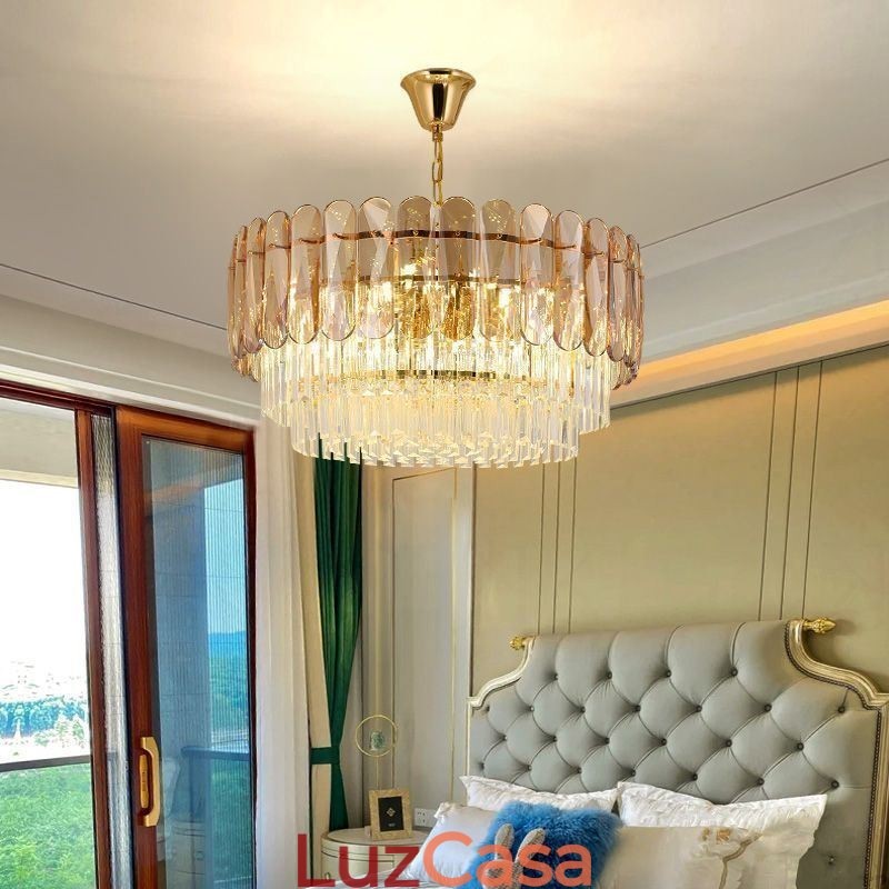 Luminária pendente de cristal K9 moderna, luminária de teto