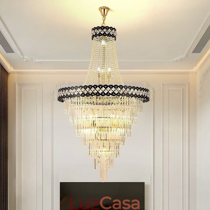 Luminária de teto de cristal com pingente de luxo