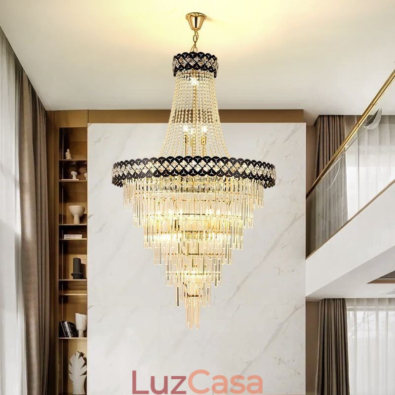 Luminária de teto de cristal com pingente de luxo