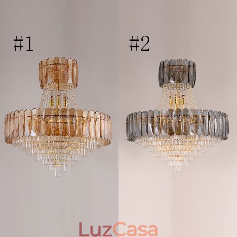 Luminária pendente de cristal europeia Luminária de teto contemporânea