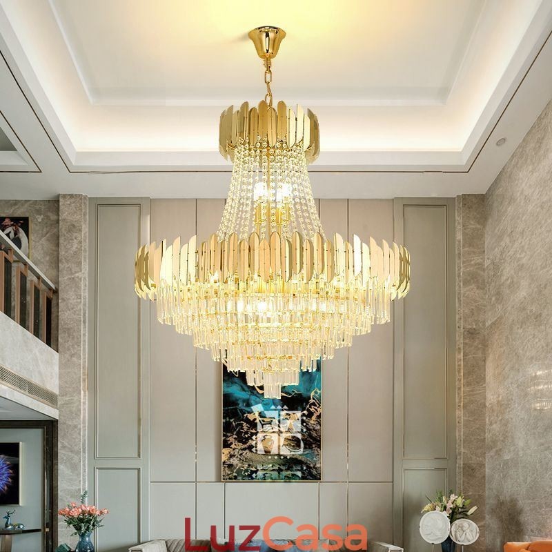 Luminária de teto pendente de cristal K9 clássica