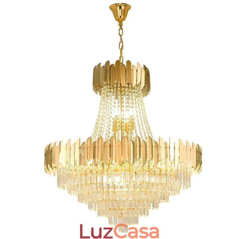 Luminária de teto pendente de cristal K9 clássica