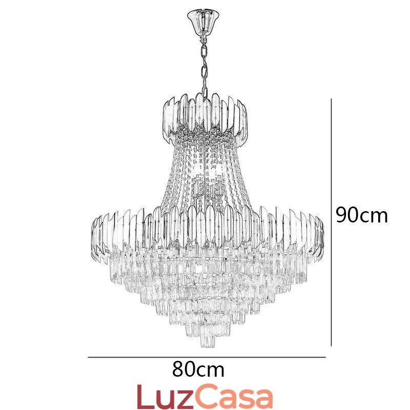 Luminária de teto pendente de cristal K9 clássica