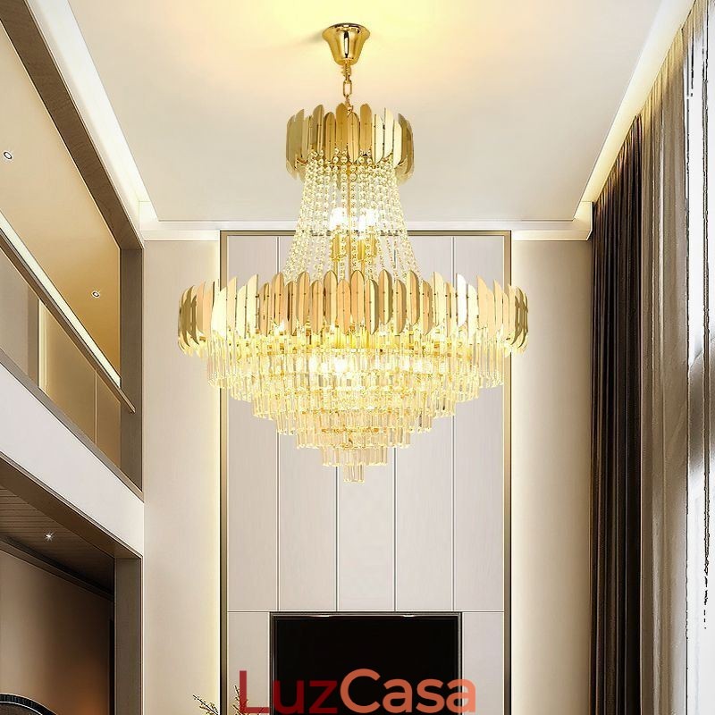 Luminária de teto pendente de cristal K9 clássica