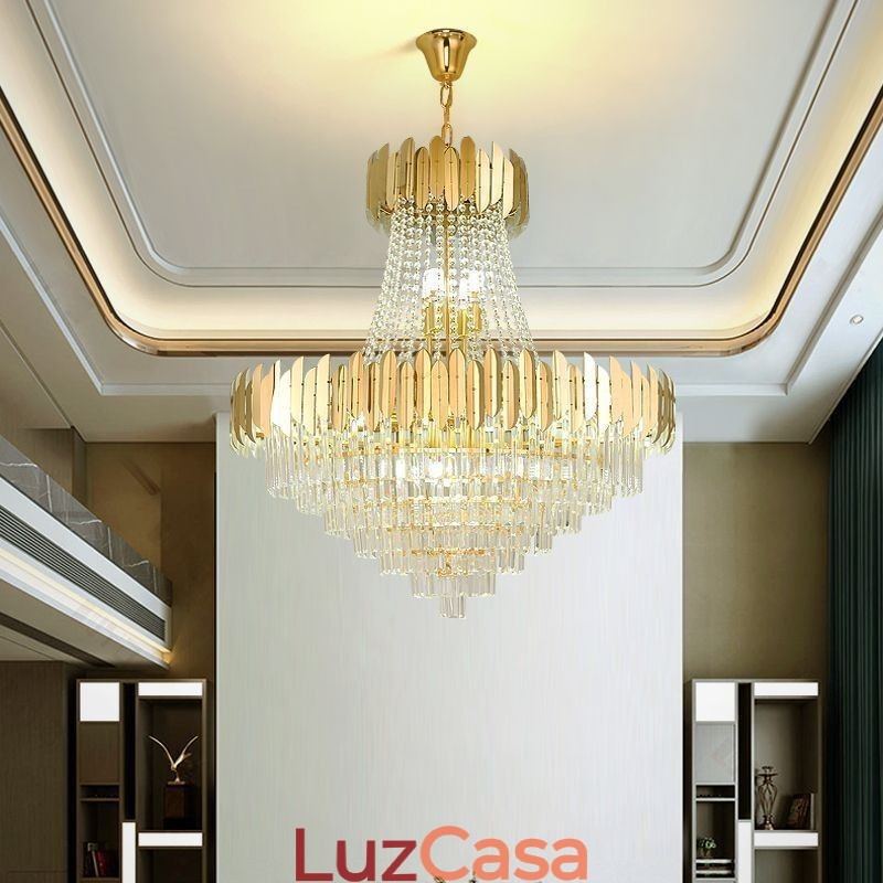 Luminária de teto pendente de cristal K9 clássica