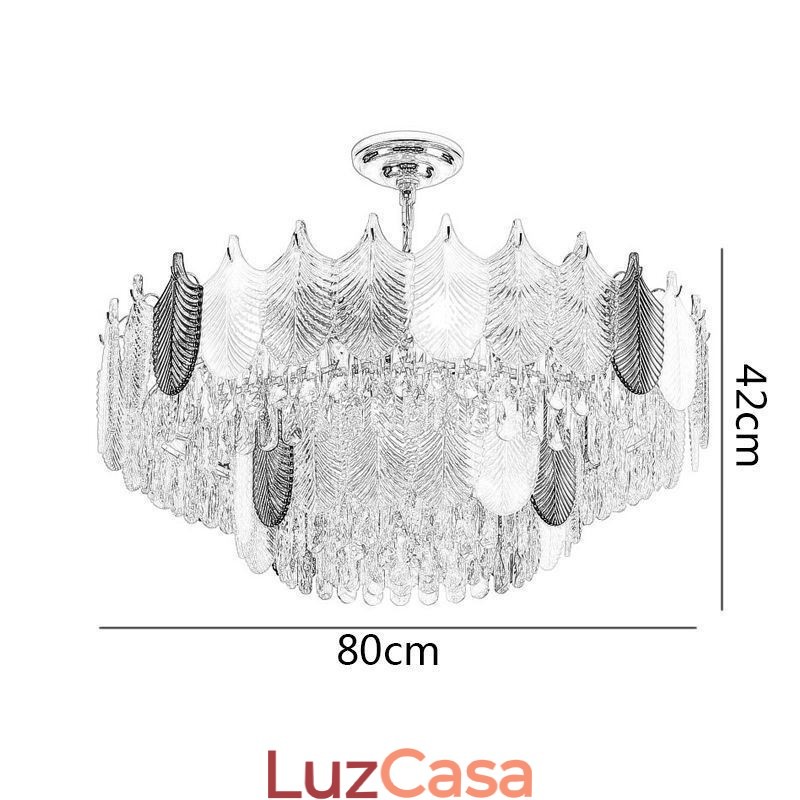 Luminária de teto de cristal com pingente de folha luxuosa