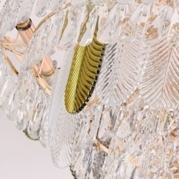 Luminária de teto de cristal com pingente de folha luxuosa