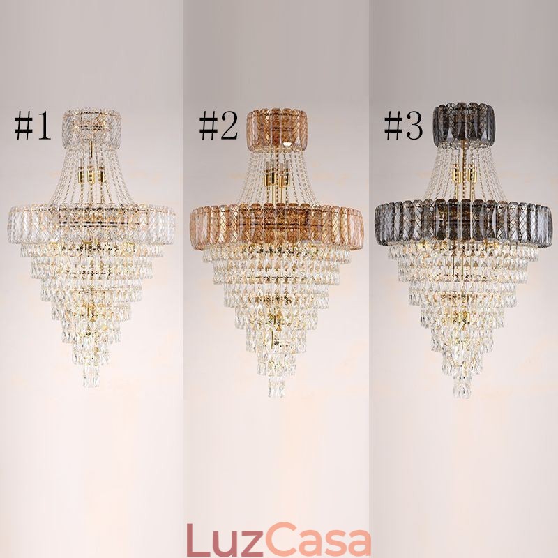 Moderno e elegante lustre de cristal cônico para teto