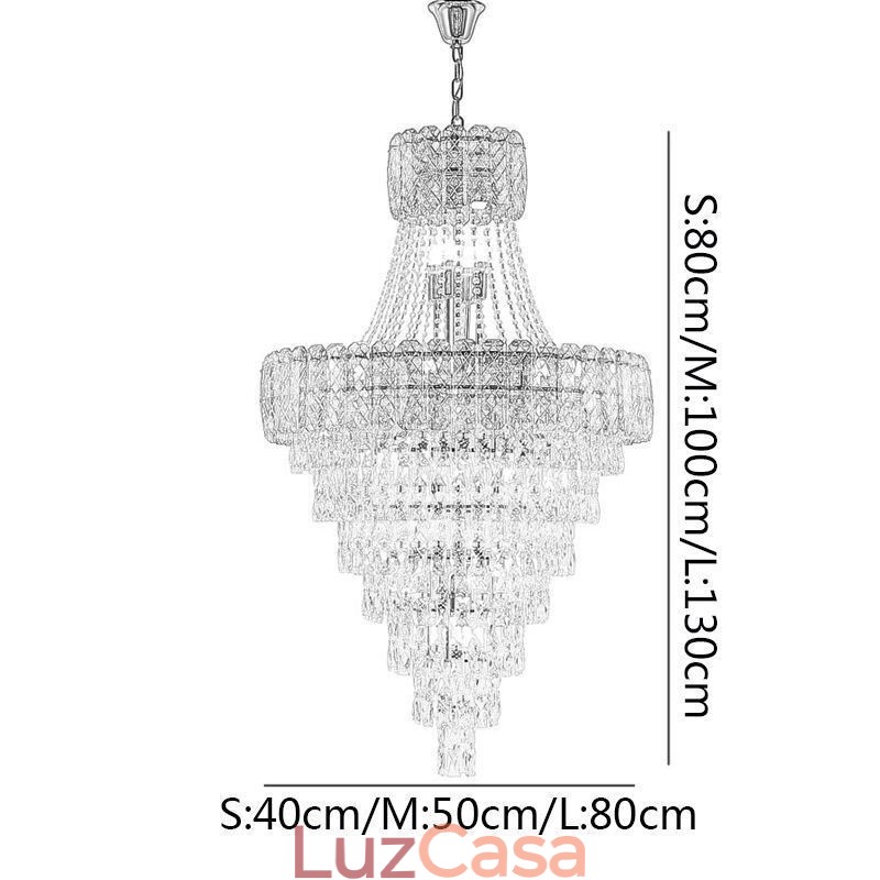 Moderno e elegante lustre de cristal cônico para teto