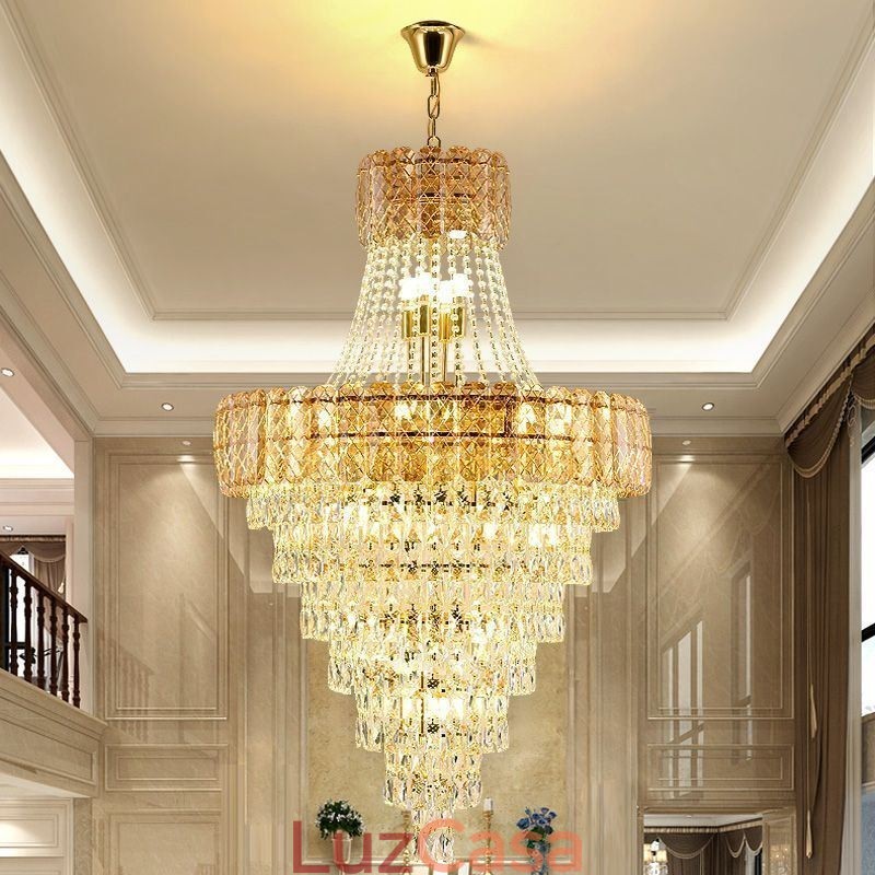 Moderno e elegante lustre de cristal cônico para teto