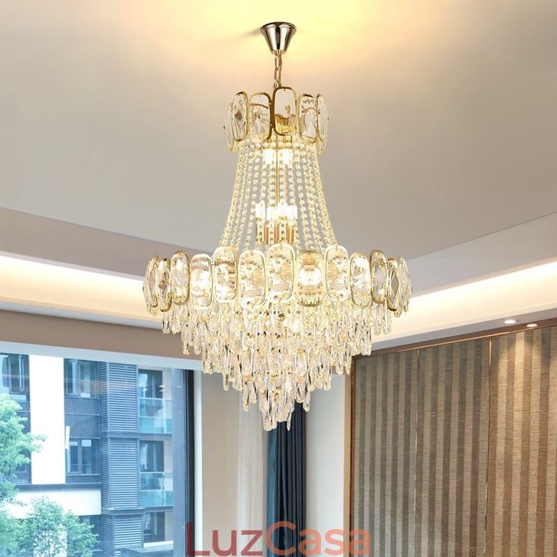 Luminária pendente de cristal moderna, luminária de teto redonda