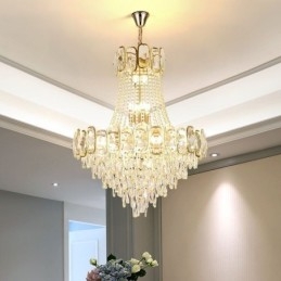 Luminária pendente de cristal moderna, luminária de teto redonda