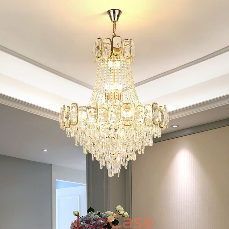 Luminária pendente de cristal moderna, luminária de teto redonda