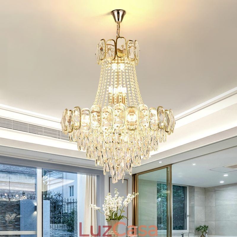 Luminária pendente de cristal moderna, luminária de teto redonda